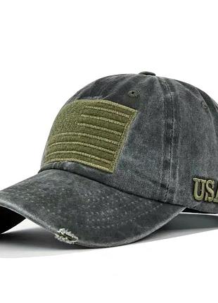 Кепка бейсболка флаг aemerica, Ausa (америка, сша) с изогнутым козырьком черная, унисекс wuke one size