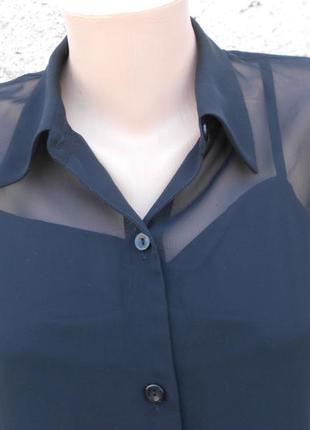 Блуза-сорочка чорная с рукавом обхват груди 114 длина 86 рукав 61