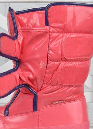 Дутики жіночі високі зимові чоботи super gear рожеві корал на липучках6 фото