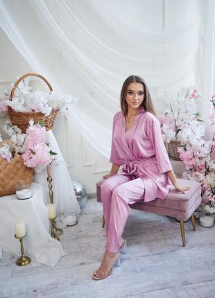 Женский шелковый костюм двойка