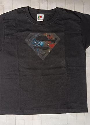 Футболка новая детская супермен и человек паук, размер 116