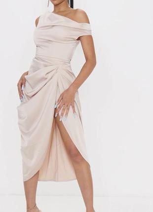 Платье plt со сбором сбоку бежевое