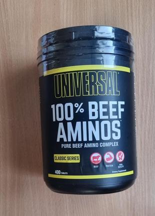 Universal nutrition, 100% beef aminos, 100% амінокислоти яловичини, 400 таблеток