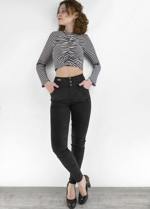 Джинсы женские скинни на болтах джеггинсы в черном цвете  (маломерка) 2xl