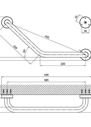 Поручень-ручка стеновой для ванных комнат изогнутый gf italy (crm)/s- 3517 хром...