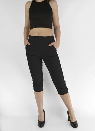 Бриджи женские в ярких цветах капри летние стрейчевые в больших размерах черный цвет xl-xxl