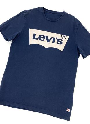 Футболка levi's с большим логотипом синяя размер s оригинал2 фото