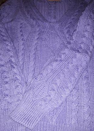 Пуловер фиалкового цвета с v-образным вырезом размер 44-50 (укр)  (50% шерсть/50% акрил)2 фото