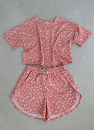 Пижама женская шорты топ белая розовая на лето осень летняя осенняя базовая на подарок повседневная соблазнительная стильная4 фото