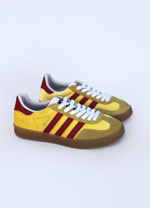 Жіночі кросівки жовті adidas gazelle x gucci yellow