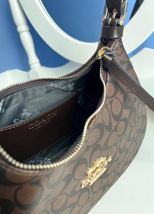 Женская коричневая сумка, coach с фирменным принтом из экокожи люксового качества8 фото