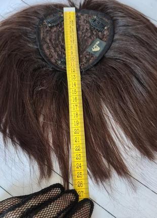 Накладка топпер макушка челка шиньон 100% натуральный волос8 фото