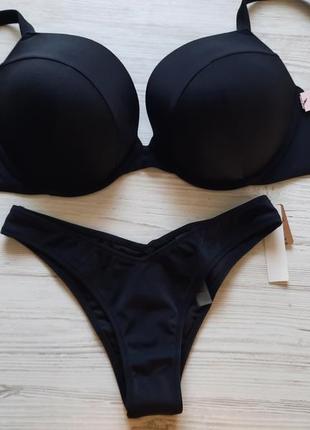 Черный купальник на большую грудь victoria's secret 34ddd 34f 80е 75ф 80e 75f чашка f e ф е