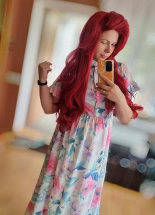 Парик для образа русалочки русалки красный парик с длинными волосами для аниматоров