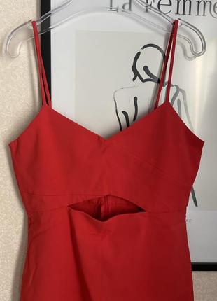 Zara красное платье с вырезами плотная ткань3 фото