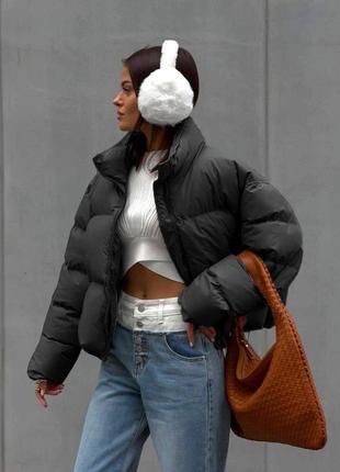 Куртка женская осенняя стеганая демисезонная на осень базовая теплая короткая черная белая без капюшона на синтепоне утепленная батал