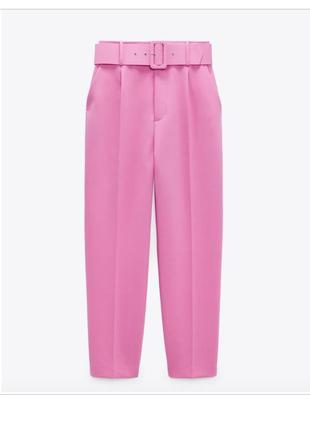 Розовые укороченные брюки женские zara, размер s1 фото
