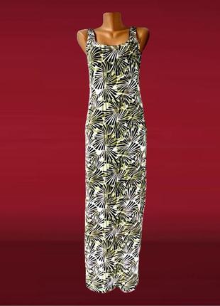 Брендовое длинное хлопковое платье-майка "next" с принтом. размер uk14/eur42.
