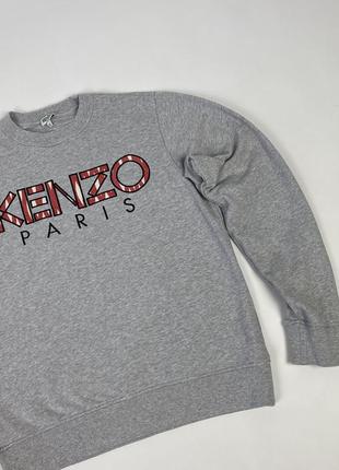 Свитшот kenzo paris оригинал серый размер с большим логотипом3 фото