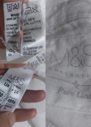 Базовая льняная белая рубашка pure linen m&amp;s colletion9 фото