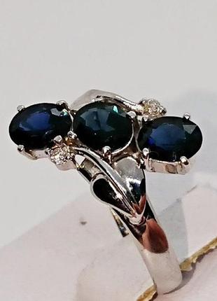 Кольцо сапфир бриллиант діамант белое золото 585 рф 16,5р каблучка