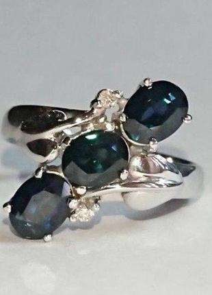 Кольцо сапфир бриллиант діамант белое золото 585 рф 16,5р каблучка