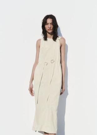 Асимметричное нейлоновое платье миди от zara, размер m, l