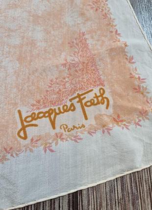 Нежный винтажный шелковый шарф от jacques fath paris в персиковых тонах4 фото