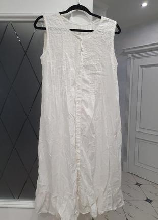 Котоновое платье сарафан с вышивкой италия