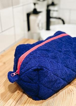 Косметичка махрова жіноча синя
