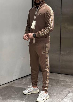 Костюм спортивный в стиле gucci VALENTINE на молнии шоколад мокко черный