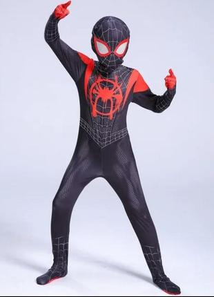 Карнавальный костюм черный человек паук моралес вторая кожа 5-6, 6-7, 8-9, 9-10  лет2 фото