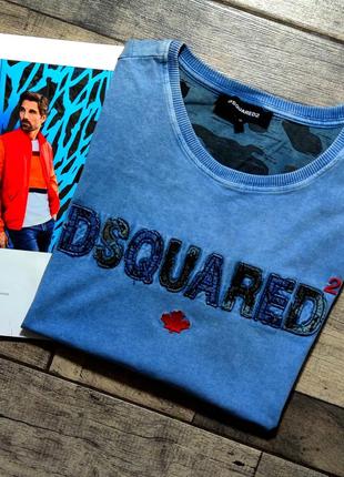 Чоловіча модна брендова футболка dsquared2 оригінал в блакитному кольрі розмір m