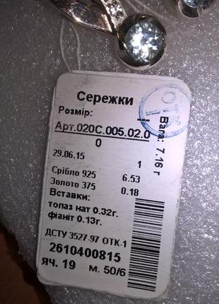 Нові сережки зі срібла з натуральним топазом від svitozar (україна)5 фото