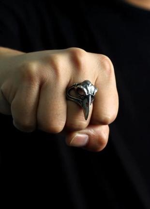 Крутое кольцо череп ворон птица перстень унисекс2 фото