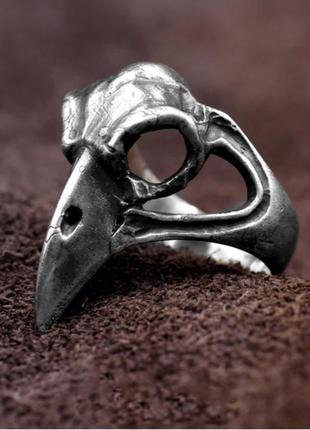 Крутое кольцо череп ворон птица перстень унисекс