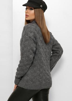 Женский вязаный свитер серый2 фото