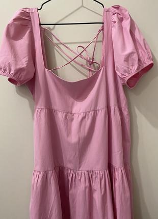 Летнее платье сарафан розового цвета с открытой спинкой3 фото