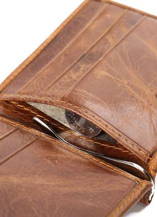 Шкіряний чоловічий гаманець затискач для купюр, кардхолдер8 фото
