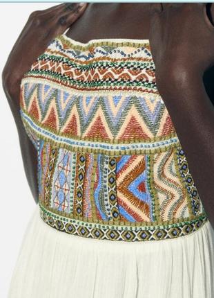 Zara -60% 💛 платье вышитое лен роскошное коттон стильное l, xl2 фото