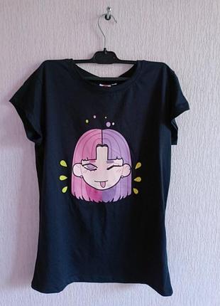 Футболка для девочек,принт "emoji" 10-16 лет 4