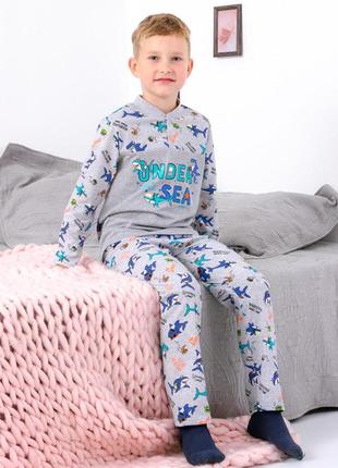 Бавовняна піжама з акулами, хлопковая пижама с акулами, бавовняна піжама для хлопчика, хлопковая пижама для мальчика1 фото