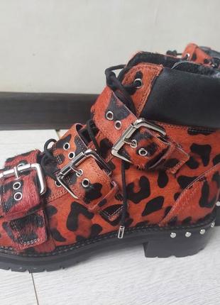 Кожаные демисезонные леопардовые ботинки topshop2 фото