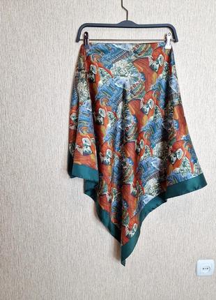 Вінтажна шовкова хустка laura biagiotti, присвячена венеціанському карнавалу натуральний шовк