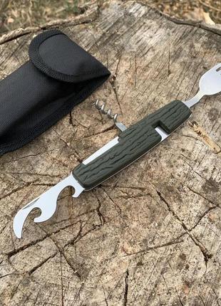 Мультитул ложка-вилка-нож. солдатский, походный, туристический. green8 фото