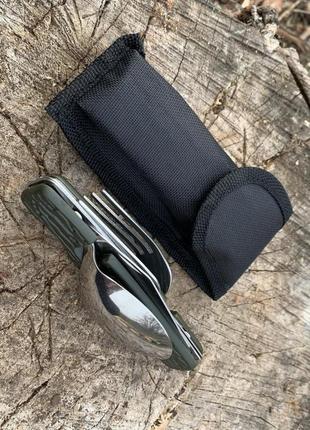 Мультитул ложка-виделка-ніж. похідний, туристичний, солдатський. green2 фото