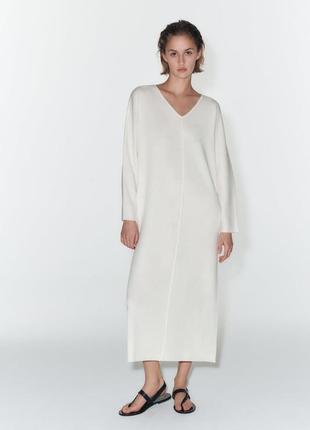 Трикотажное платье миди оверсайз zara - s