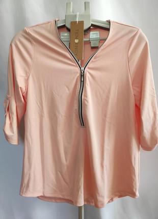 Жіноча блузка  туніка з v-подібним вирізом і блискавкою