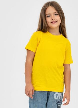 Дитяча футболка однотонна жовта на дівчинку 7-8років