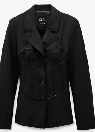 Zara limited black corset blazer черный жакет пиджак с корсетом